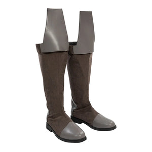 Jedi Temple Guard cosplay boots in gray, shown as a pair from the front