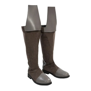 Jedi Temple Guard cosplay boots in gray, shown as a pair from the front