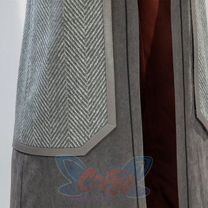 Fabric texture detail of Jedi Temple Guard cosplay tabard with herringbone weave pattern