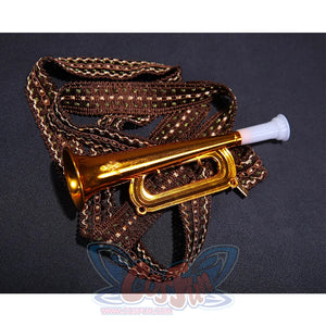 Kid Pennywise costume gold megaphone prop accessory with decorative braided chain strap