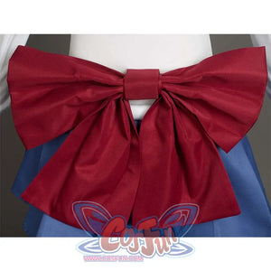 A close - up of the large red bow at the back of the Kid Cosplay Sailor Saturn costume, showing the fabric and structure of the bow.
