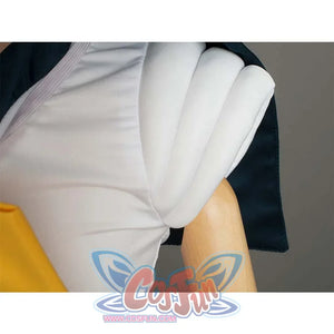 Close - up of the white shoulder pad detail on the Kid Cosplay Sailor Uranus costume, showing the structure and stitching.