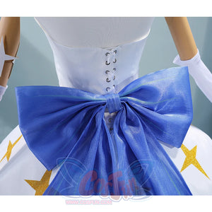 Knights of Guinevere Ballet Dress Cosplay Costume, a large blue bow on the back of the waist.