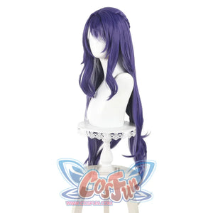 Angled front view of the Lauma cosplay wig, highlighting its long purple waves and natural - looking fringes.