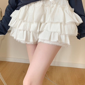 White bloomers pettipants shorts for layering under skirts, front view