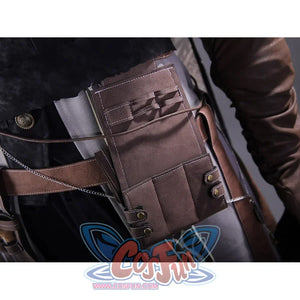 Bloodborne Ludwig cosplay costume leather belt pouch with multiple pockets and antique metal buckle detail