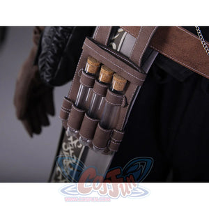 Bloodborne Ludwig cosplay costume leather vial holder with cork-stoppered glass vials attached to the belt