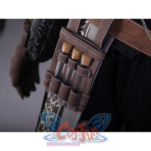 Bloodborne Ludwig cosplay costume leather vial holder with cork-stoppered glass vials attached to the belt
