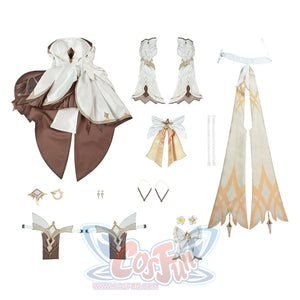 Lumine cosplay costume complete set flat lay showing all pieces