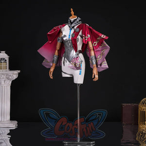 Displays the side of Lupa’s costume, highlighting the silver chest armor, cape details, and matching arm accessories.