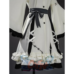 Hikami Meruru cosplay costume dress hem with layered ruffles and black trim detail