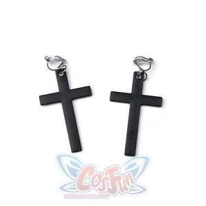 Hikami Meruru cosplay costume earrings black cross design clip-on accessory