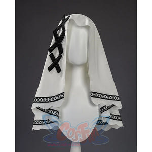 Hikami Meruru cosplay costume white headscarf with black trim and ribbon detail