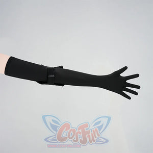 Kurobe Nanoka cosplay costume black long glove accessory with buckle strap detail at wrist cuff