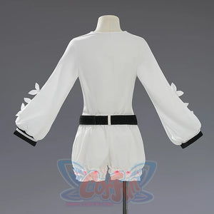 Sakuraba Ema cosplay costume white inner blouse back view with bell sleeves and pink ribbon bow decorations
