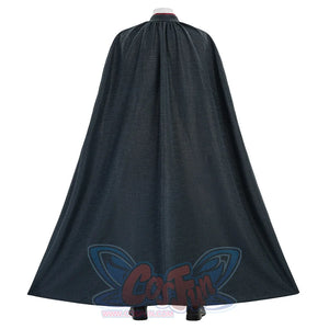Max Eisenhardt cosplay dark gray long cape displayed from the back on a mannequin