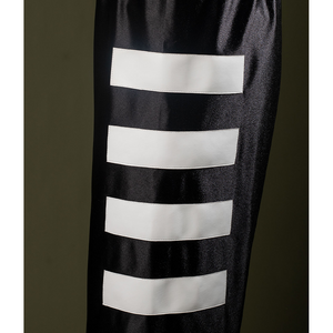 Johnny Cage Cosplay Pants Detail, four white stripe accents on the sides.