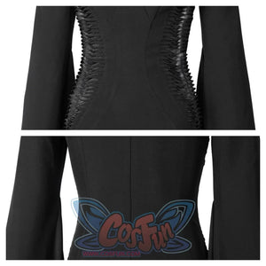 ual close - up view of the Morticia Addams cosplay dress’s bell sleeve and side cut - out, emphasizing the textured design, against a white background.