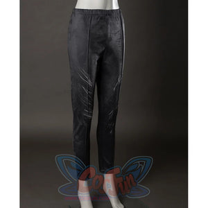 Wicked: For Good Elphaba Cosplay costume pants is black and gray with two lines down the middle of each leg and a white scratched texture.