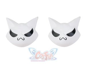 Nangong cosplay two white cat masks front view with black eye patches and nose details
