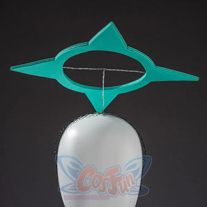 Nangong cosplay teal halo circlet floating accessory piece with center attachment on display stand