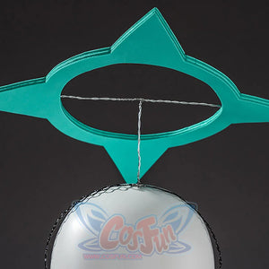 Nangong Yu cosplay teal star-shaped head ring shown in close-up top view on mannequin