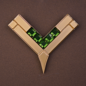 Genshin Impact Nefer Cosplay Costume back cape prop, mainly golden and green colors.