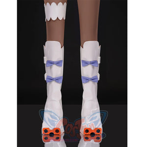 New Panty & Stocking with Garterbelt Gunsmith Cosplay Costume, white shoe covers with purple bow decorations.
