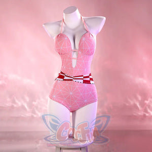 【PRE-SALE】Demon Nezuko Cosplay Women Swimsuit Bodysuit Cover-Up Set FAN0036