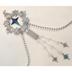 Nu: Carnival Edmond Cosplay Costume, sliver metallic breast ornament and a pendant.