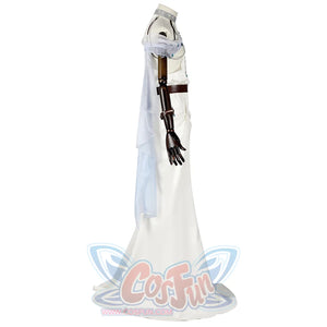 Nu: Carnival Edmond Cosplay Costume, dress flows backward into a soft train-like silhouette.