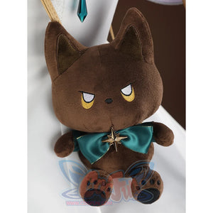 Nu: Carnival Garu Cosplay Costume, white , blue and yellow outfit with a brown doll bag on the left side.