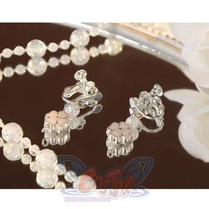 Nu: Carnival Garu Cosplay Costume, pink clover-shaped ear clips.