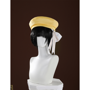 Nu: Carnival Garu Cosplay Costume, light yellow beret with a bow on the side.