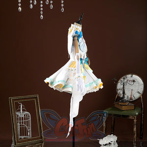 Nu: Carnival Garu Cosplay Costume, side view showing the fluffy skirt and a decoration ribbon.