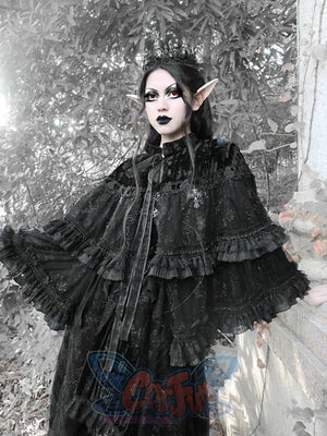 Classic Gothic Lace Dark Velvet Multi-Layered Cloak