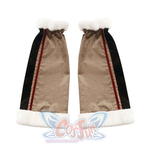 Khaki Striped Velvet Patchwork Slim Skirt Pants Sweater Suit S22429 Leg Warmer / S