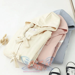 Soft Girl Sweet Bowknot Hooded Short Coat