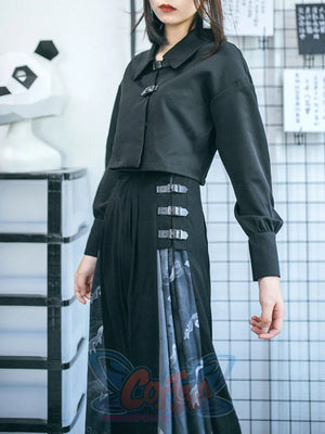 Chinese Style Stitched Wide Leg Pants Retro High Waist Hanging Feeling Loose Pants S20198 Pants