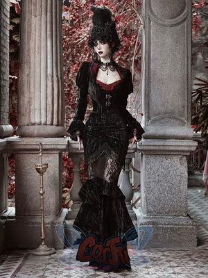 Gothic Velvet Court Halloween Top - cosfun