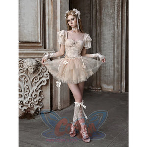 Heartbreak Ballet Rococo Flying Sleeve Jacquard Tied Slimming Top S22977