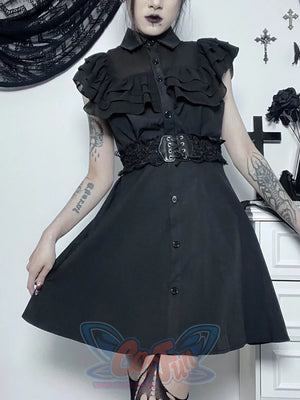 Halloween Waisted Diablo Shirt Sleeveless Dress S
