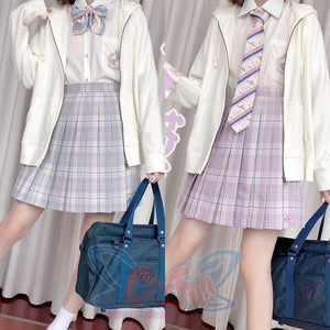 Japanese Style Soft Girl Plaid Pleated Skirt S20384 - cosfun