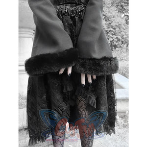 Classic Gothic Woolen Bat Collar Dark Style Coat