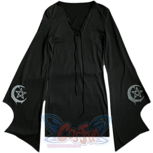 Punk V-neck Irregular Slim Long Dress S