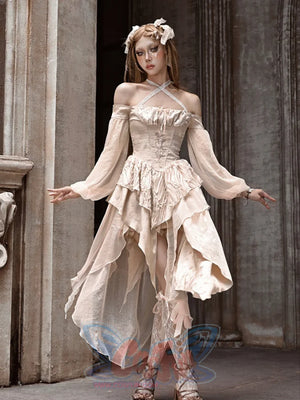 Heartbreak Ballet Classic Court Gorgeous Embroidered Lantern Sleeve Dress S22979