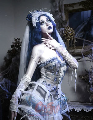 Lace and Ashes Gothic Ribcage Lace Bone Corset Dress Set Autumn - cosfun