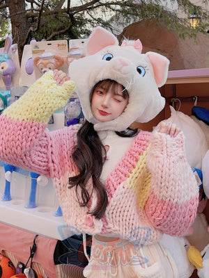 Autumn And Winter Sweet Girl Splice Sweater Coat L