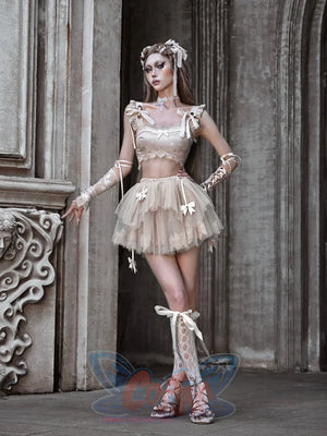 Mesh Bow Bubble Skirt