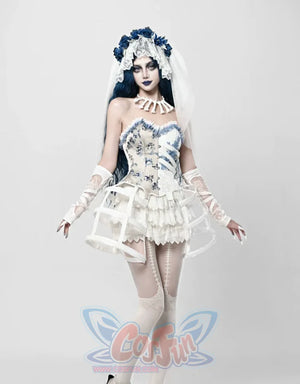 Lace and Ashes Gothic Ribcage Lace Bone Corset Dress Set Autumn - cosfun